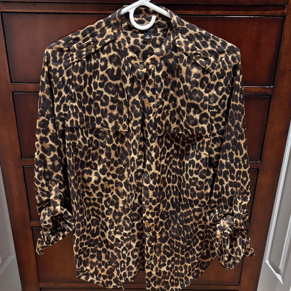 Ann Taylor Leopard Print Button Down Shirt